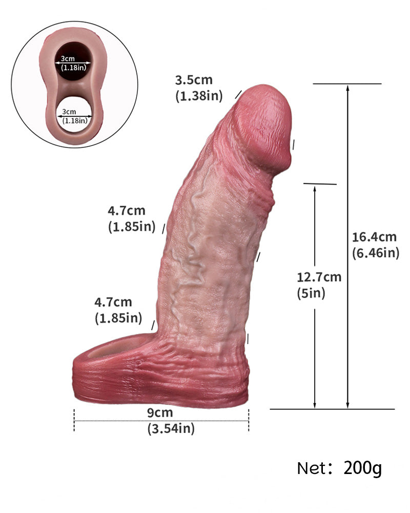 Allman 6.46" Silicone Realistic Penis Sleeve & Extender W. Ballstrap