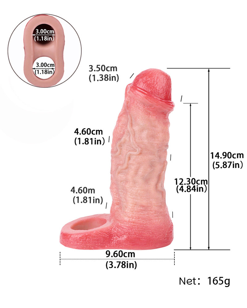 Henry 5.87" Silicone Realistic Penis Sleeve & Extender w. Ballstrap
