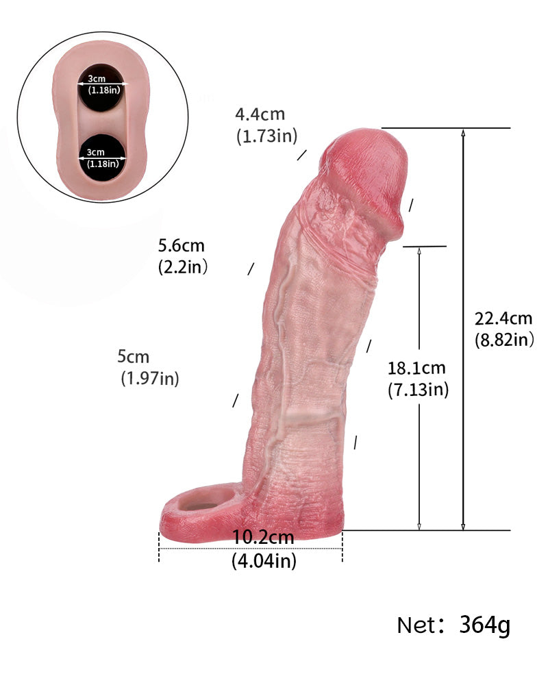 John 8.82" Silicone Realistic Penis Sleeve & Extender w. Ballstrap