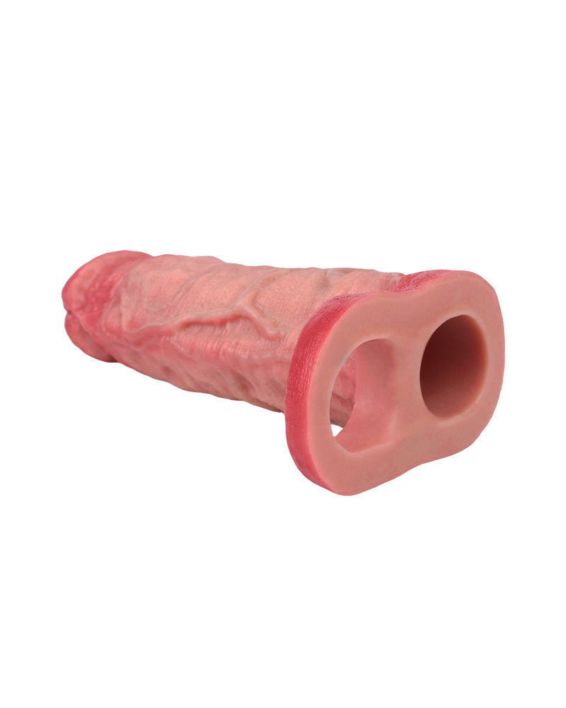 Knur 7.05"  Silicone Realistic Penis Sleeve & Extender w. Ballstrap