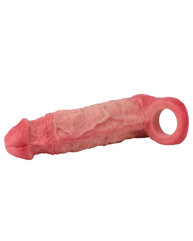 Knur 7.05"  Silicone Realistic Penis Sleeve & Extender w. Ballstrap