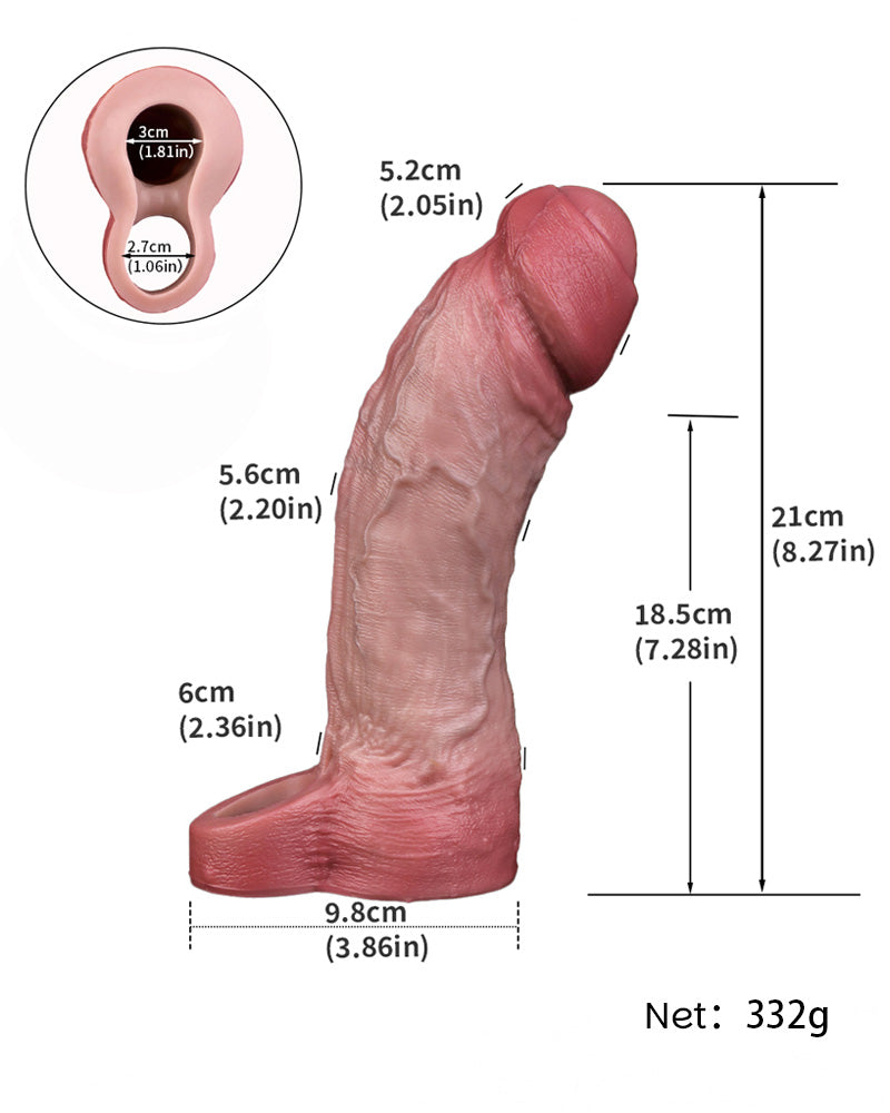 Sauron 8.27" Silicone Realistic Penis Sleeve & Extender w. Ballstrap