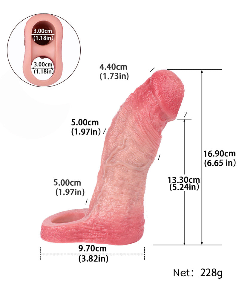 Seax 6.65" Silicone Realistic Penis Sleeve & Extender w. Ballstrap
