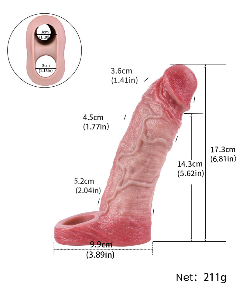 Sinbad 6.81" Silicone Realistic Penis Sleeve & Extender w. Ballstrap