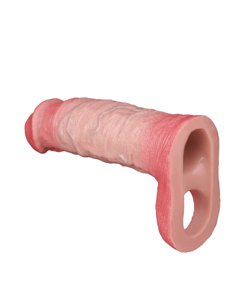Stiffen 6.93"  Silicone Realistic Penis Sleeve & Extender w. Ballstrap