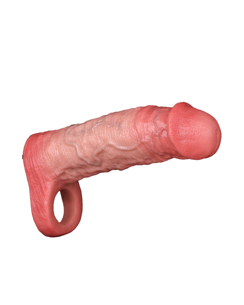Stiffen 6.93"  Silicone Realistic Penis Sleeve & Extender w. Ballstrap