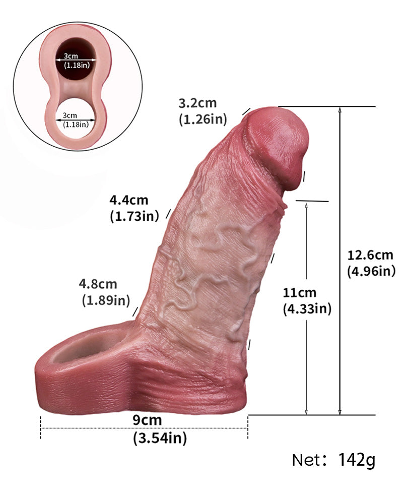 Valla 5.59" Silicone Realistic Penis Sleeve & Extender w. Ballstrap